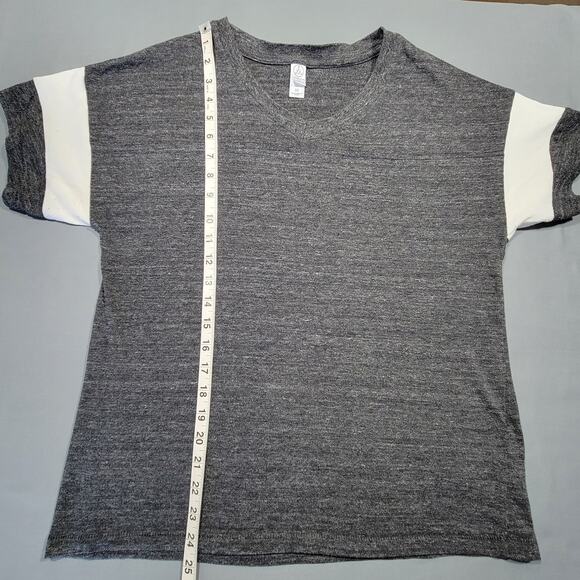 Alternative Earth Gray Heather Shirt Sporty V-Neck Short Sleeves Women's Medium - Picture 7 of 10